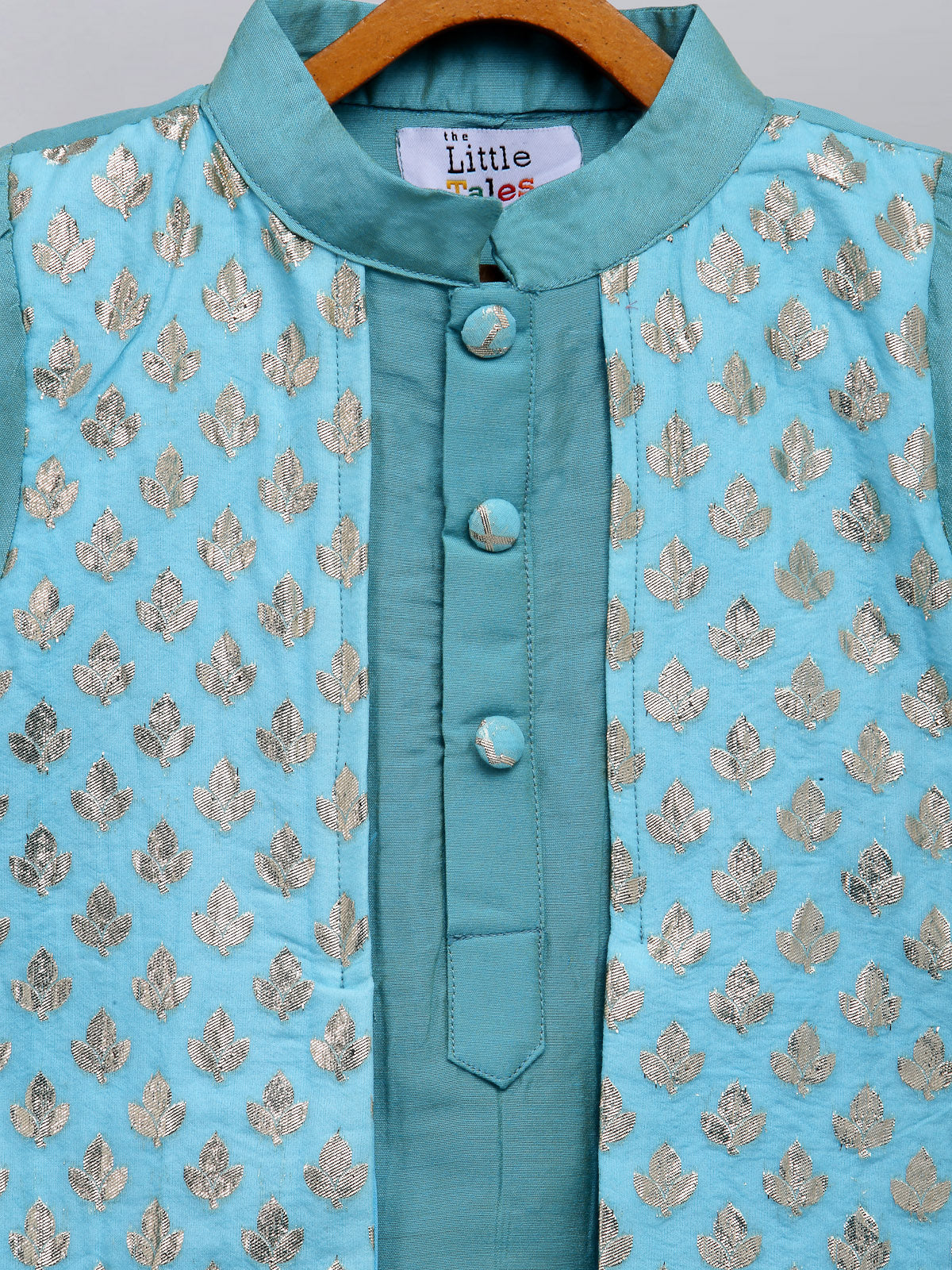 Blue  kurta with Attached Jacket and Pyjama (Sale)