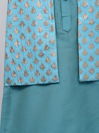 Blue  kurta with Attached Jacket and Pyjama (Sale)