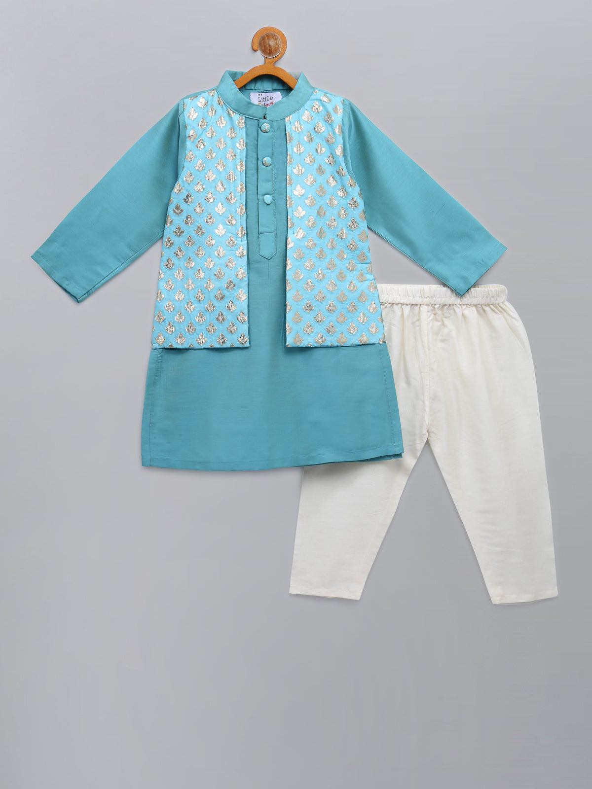 Blue  kurta with Attached Jacket and Pyjama (Sale)