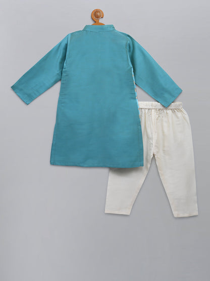 Blue  kurta with Attached Jacket and Pyjama (Sale)