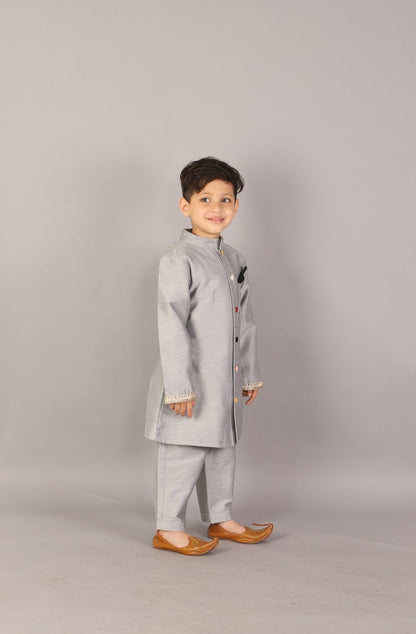 Grey Bandhgala set with trousers