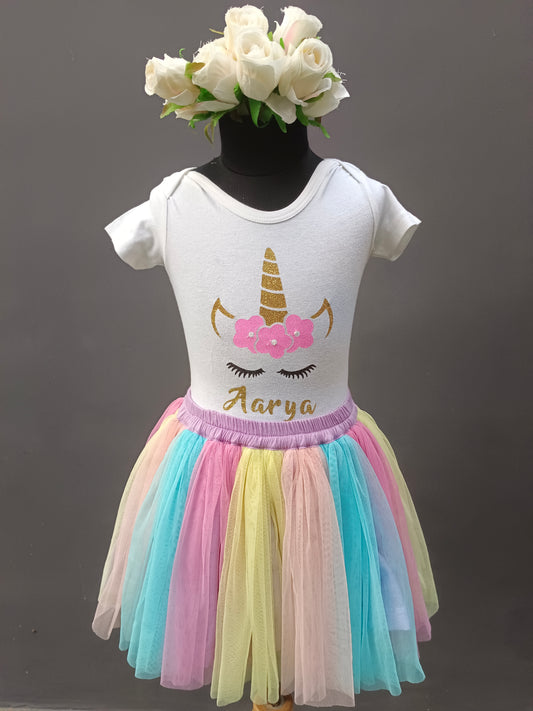 Unicorn Romper and Tutuskirt(name Customised)