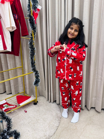 Red Christmas Flannel polar bear nightwear