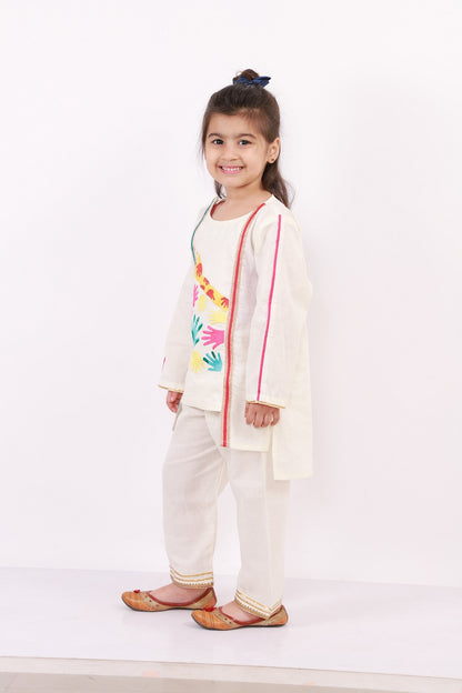 Colorful Holi Hands Embroidered Kurta Pyjama