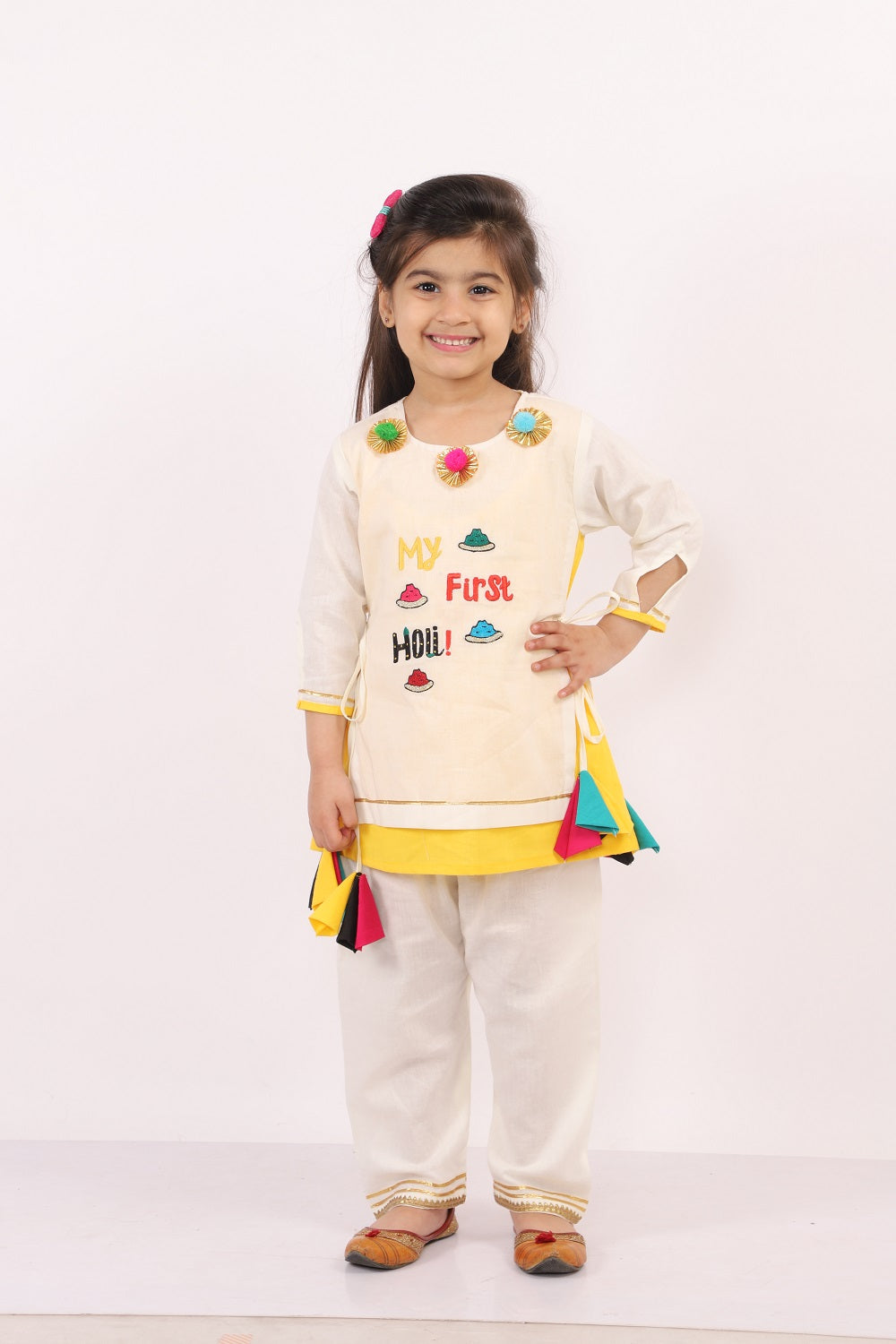 My First Holi Embroidered Kurta Pyjama