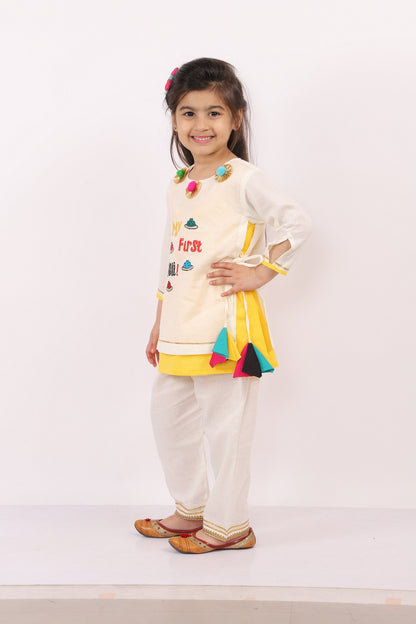 My First Holi Embroidered Kurta Pyjama