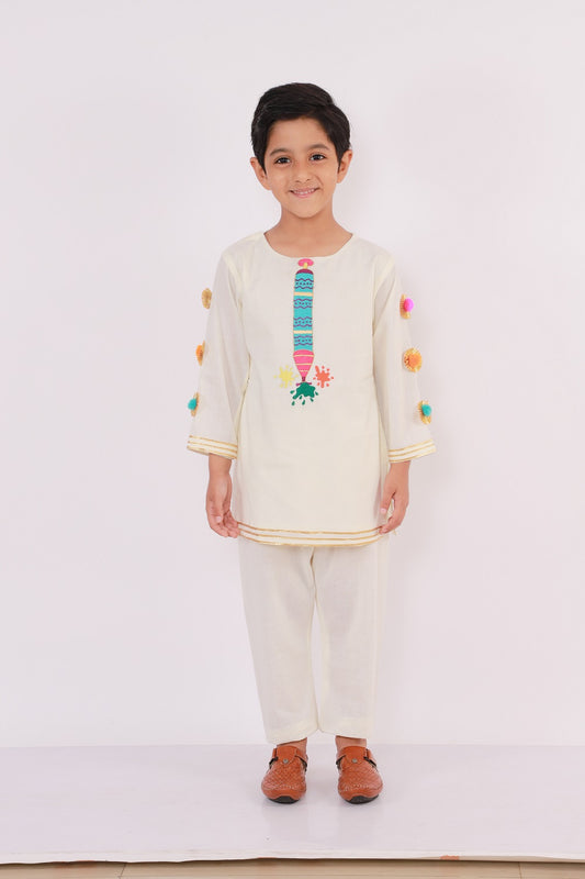 Water Gun Embroidered  Kurta Pyjama set