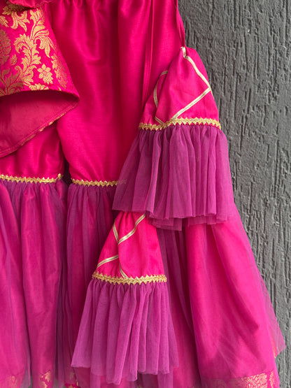 pink Brocade sharara set with