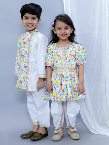 Multicolor Hands Holi Kurta Pyjama set