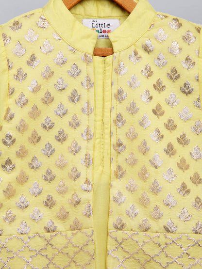 Lime Yellow  kurta with Attached Jacket and Pyjama