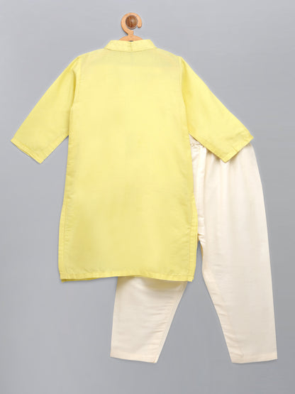 Lime Yellow  kurta with Attached Jacket and Pyjama