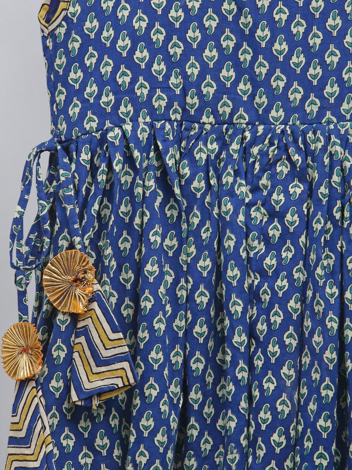 Blue Printed Peplum Top with Printed Sharara