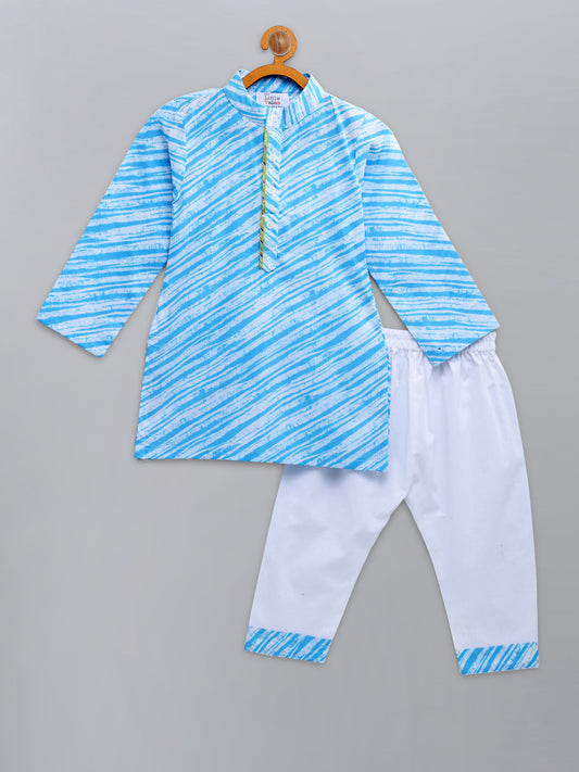 Light Blue Printed Kurta with Pyjama