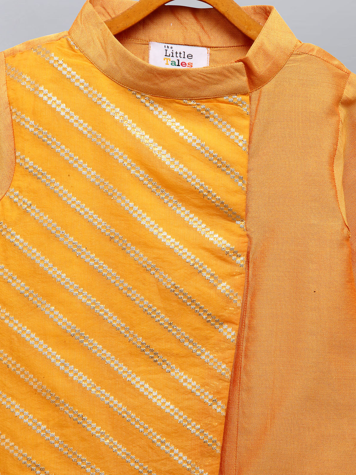 Orange Assymetric zari attached Kurta Pyjama set