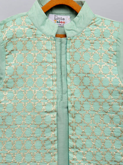 Pastel Green   kurta with Attached Jacket and Pyjama