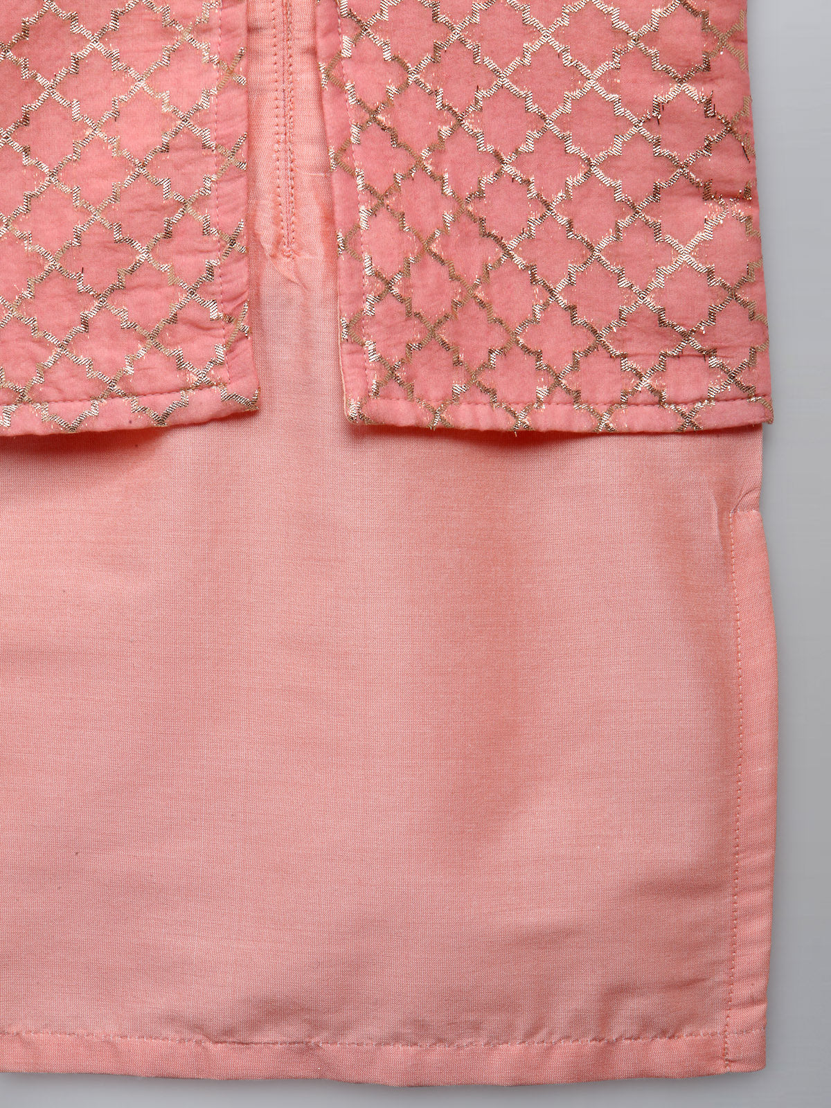 Patel Peach  kurta with Attached Jacket and Pyjama