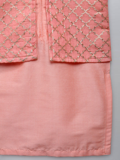 Patel Peach  kurta with Attached Jacket and Pyjama