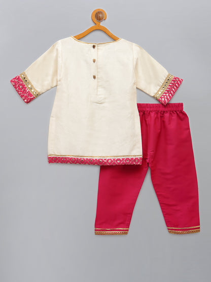 Embroidered Kurta Pjama with Ruffeled Dupatta