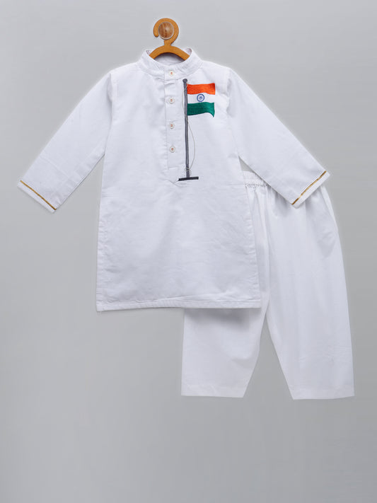 Indian Flag Embroidered Kurta Pyjama set