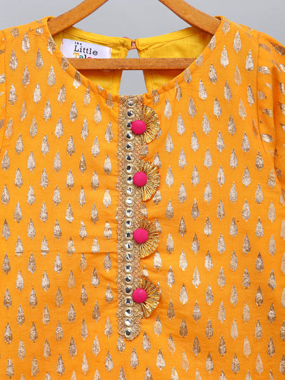 Yellow and Pink Festive Kurta Sharara set