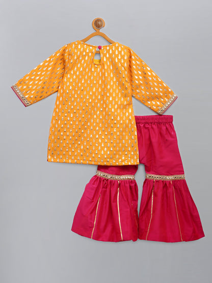 Yellow and Pink Festive Kurta Sharara set