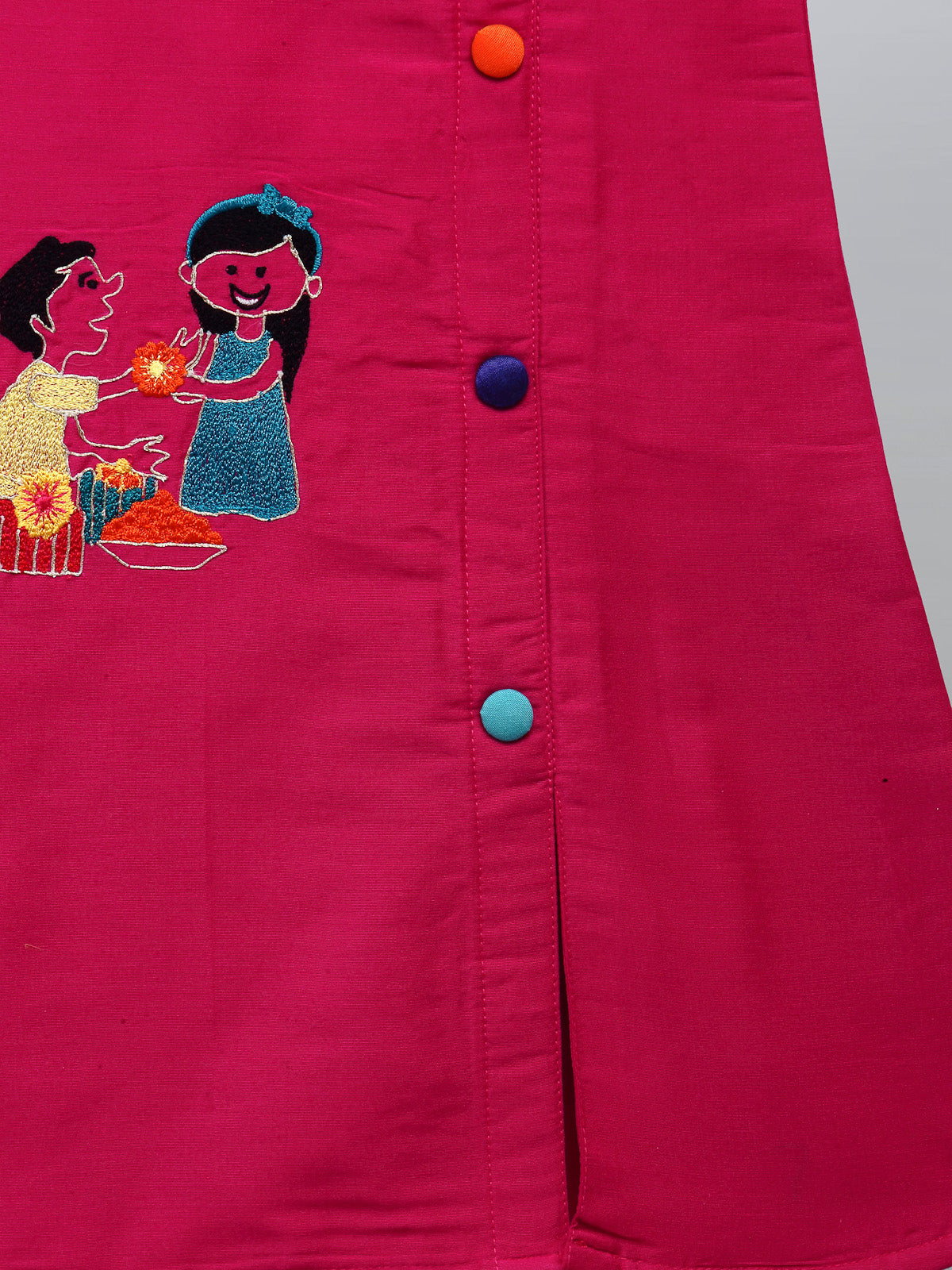 Brother Sister Embroidered Pink Kurta Pyjama set