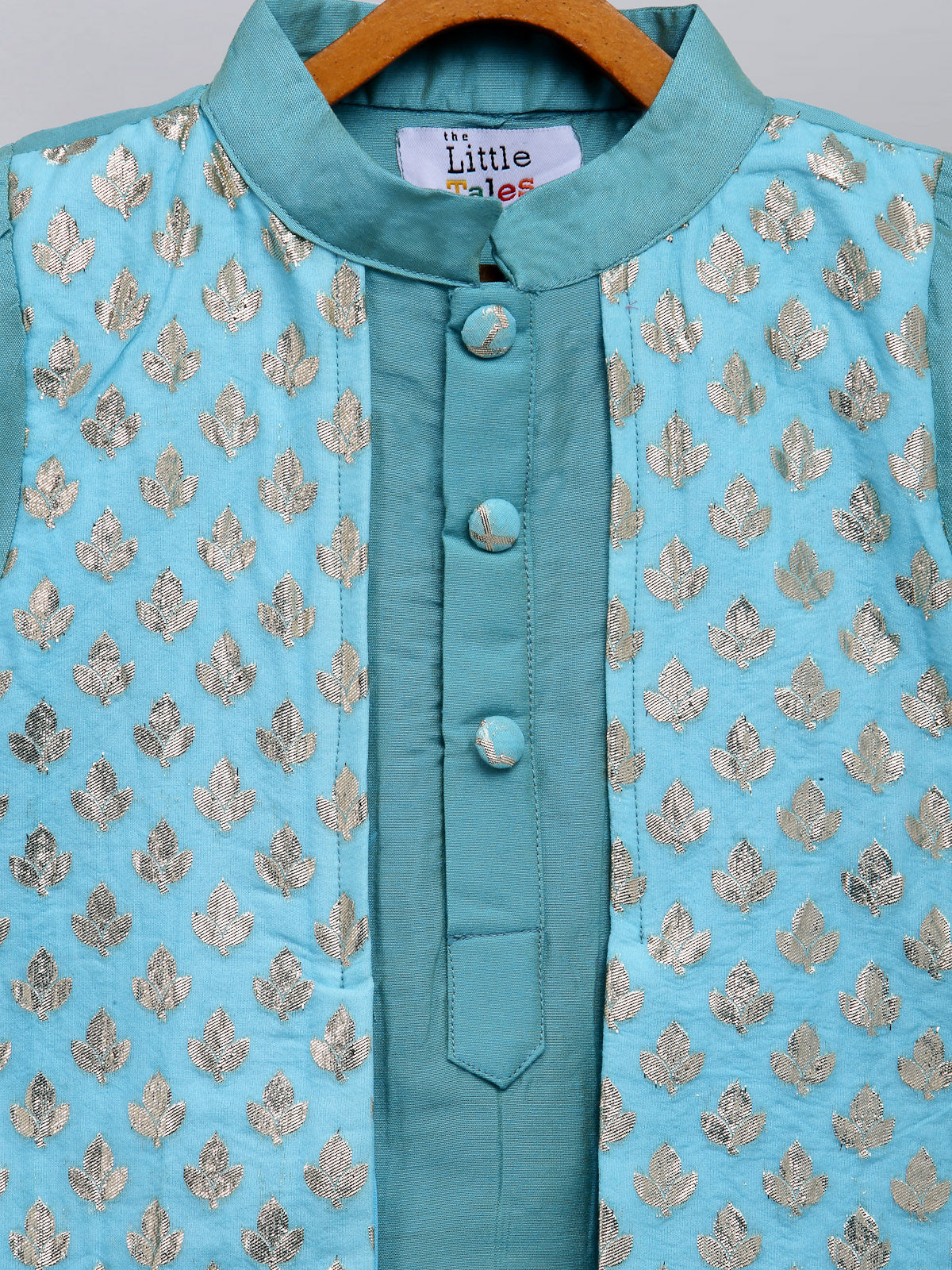 Blue  kurta with Attached Jacket and Pyjama