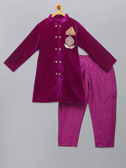 Purple Velvet Bandgala with Pants