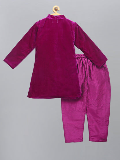 Purple Velvet Bandgala with Pants